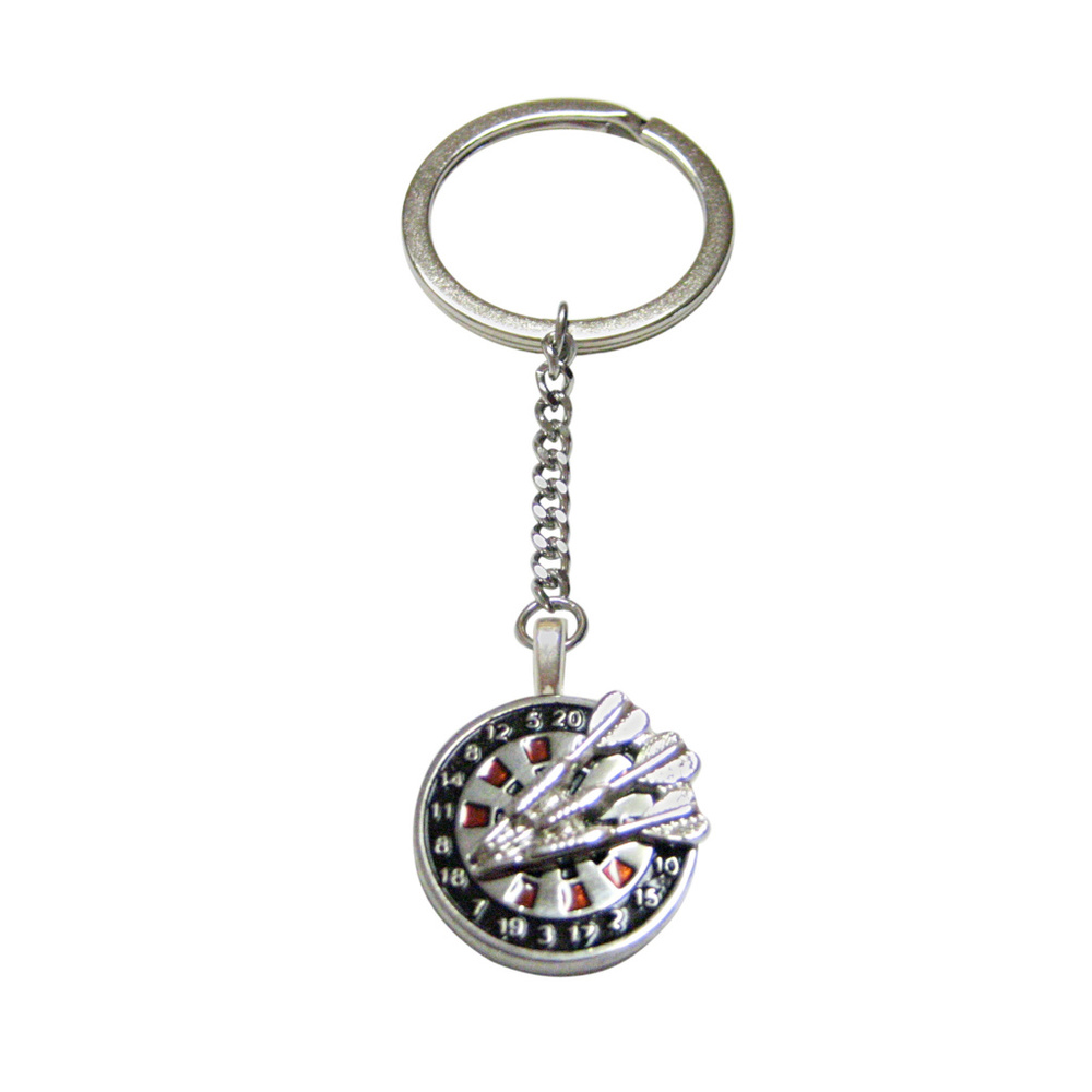 Dart And Dart Board Pendant Keychain Gem